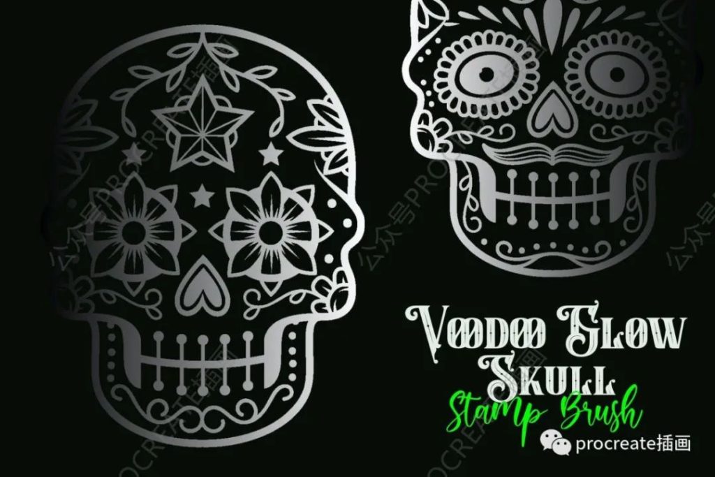 图片[2]-巫毒发光骷髅笔刷procreate印章笔刷【0459】-procreatechahua