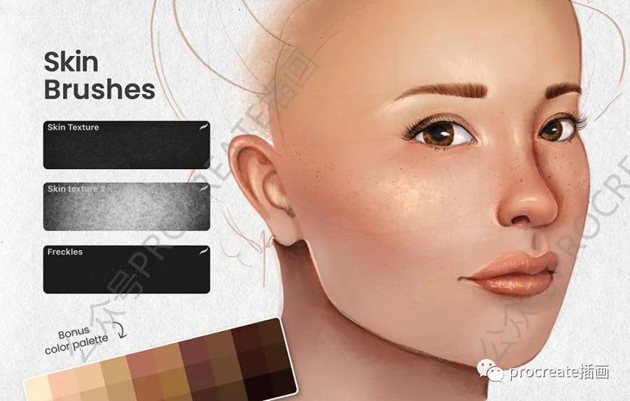 图片[3]-人物肖像插画的Procreate笔刷和辅助图形素材包【0466】-procreatechahua
