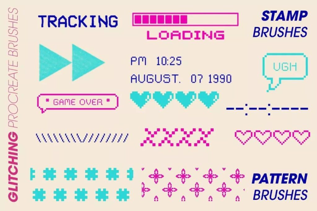 图片[3]-赛博朋克风的动感毛刺故障信号procreate笔刷【0043】-procreatechahua