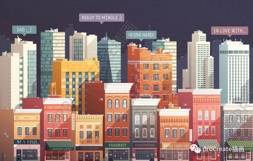 图片[3]-建筑主题的卡通矢量插画元素素材【0487】-procreatechahua