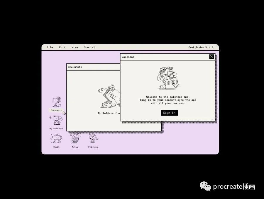 图片[3]-可爱有趣的拟人化办公用品的矢量插画素材【0543】-procreatechahua