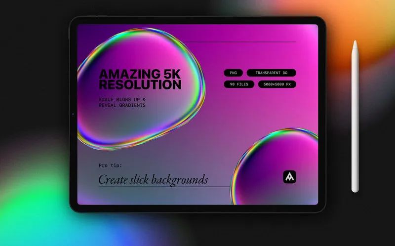 图片[3]-活力有机形态的液态彩虹色气泡水珠图形元素【0554】-procreatechahua