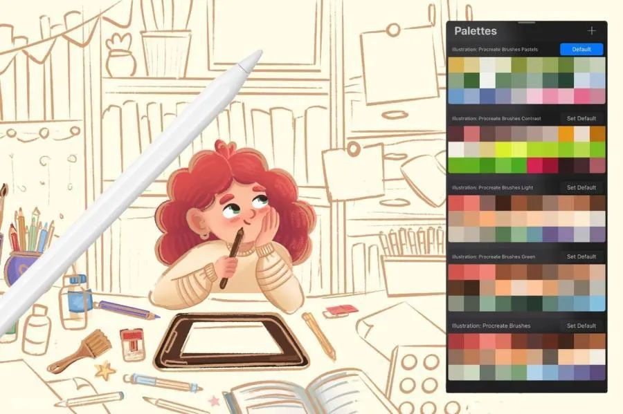 图片[3]-15款儿童插画创作的procreate纹理笔刷和色卡【0672】-procreatechahua