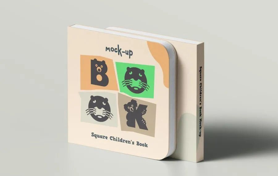 图片[3]-方形的儿童书籍绘本设计展示样机素材【0707】-procreatechahua