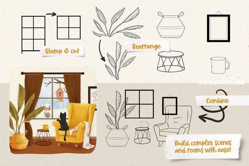 图片[3]-适用于室内软装设计的Procreate图案笔刷【0713】-procreatechahua