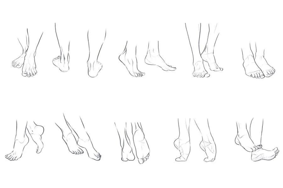 图片[3]-人物脚部动作线稿模板的procreate图案笔刷【0725】-procreatechahua