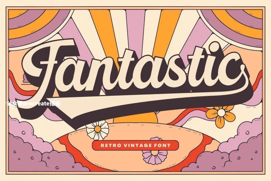 图片[3]-70年代怀旧复古风格的手写立体英文海报字体【0750】-procreatechahua