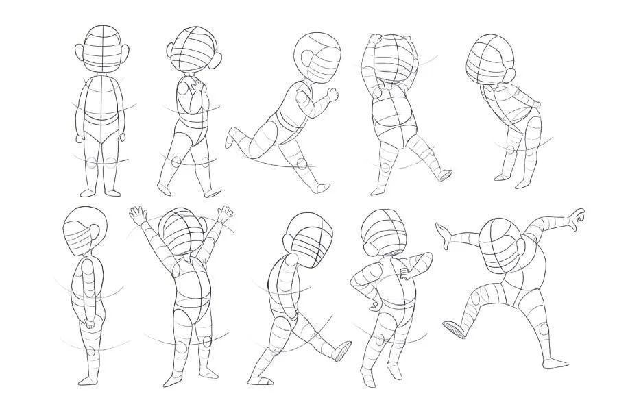 图片[3]-儿童小孩站立全身像动作起稿procreate图案笔刷【0761】-procreatechahua