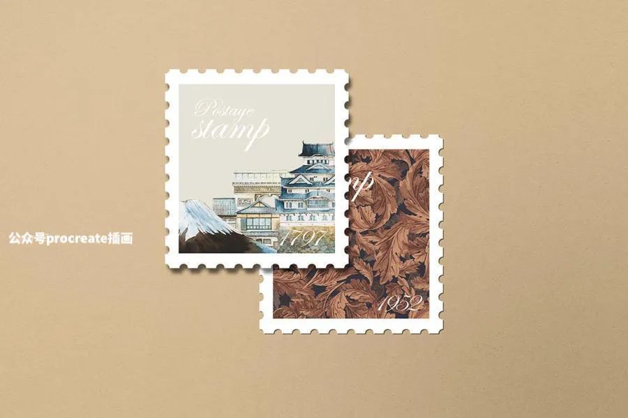 图片[3]-传统标准尺寸大小的方形邮票设计展示psd贴图样机模板【0769】-procreatechahua
