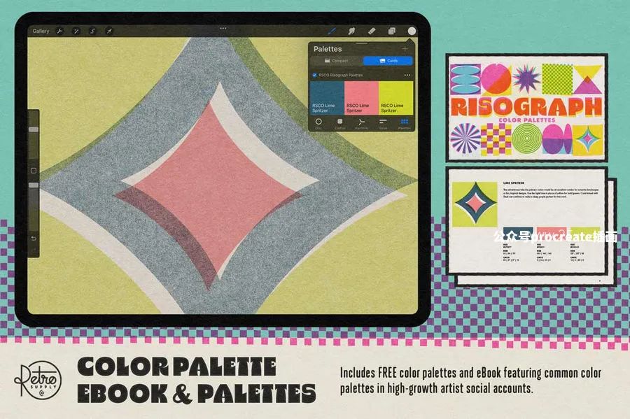 图片[3]-Y2K风格噪点纹理插画设计应用的Procreate笔刷和色板【0797】-procreatechahua