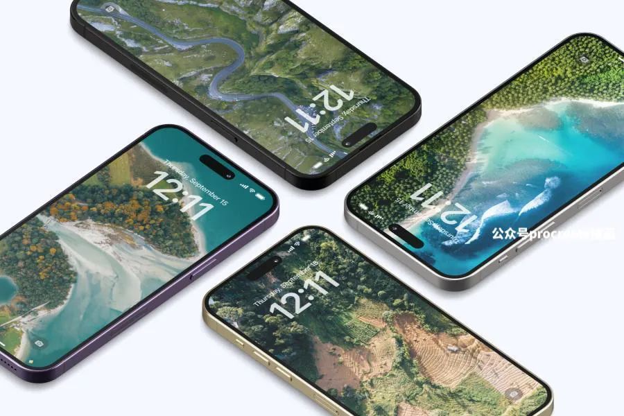 图片[3]-iPhone 14 Pro Max等距视角手机模型展示的psd贴图样机模板【0804】-procreatechahua