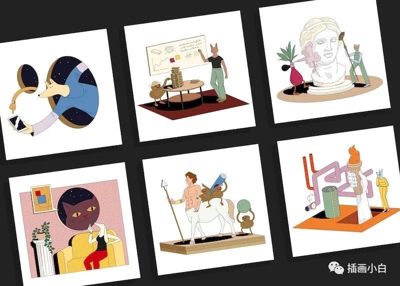 图片[2]-复古可爱有趣的拟人化动物矢量插画素材分享【0102】-procreatechahua