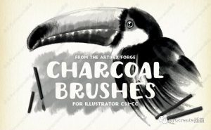 33个适用于Adobe illustrator的木炭粉彩绘画纹理效果笔刷【0260】-procreatechahua