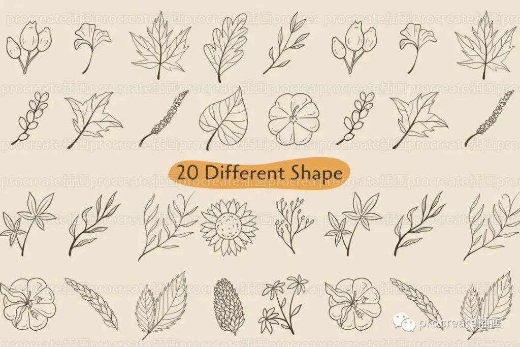 图片[1]-一套秋季元素的procreate画笔笔刷【0264】-procreatechahua