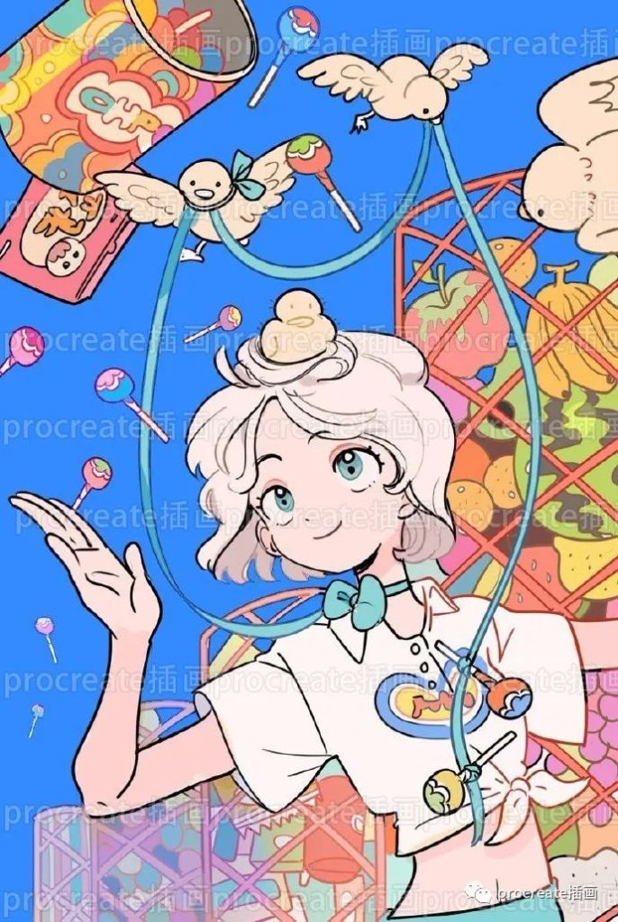 图片[1]-可爱小清新插画临摹素材108张+涂鸦专用的procreate笔刷套装【0267】-procreatechahua