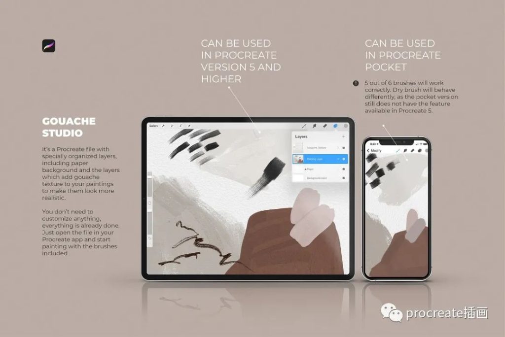 图片[1]-水彩油画厚涂procreate笔刷包+一张油画布纸张纹理procreate文件+使用视频【0279】-procreatechahua