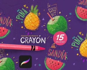 15款油画棒笔刷ipad绘画儿童插画风格附送29色卡+纹理纸张【0014】-procreatechahua