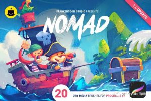 20款干画笔儿童插画procreate笔刷包含色卡【0311】-procreatechahua