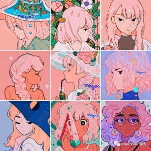 日本画师meyoco作品集65张+30个时尚清新动感的photoshop笔刷【0319】-procreatechahua