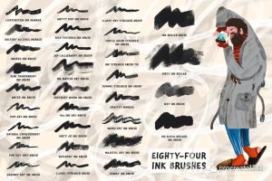 Photoshop 墨水水墨笔刷套装【0218】-procreatechahua