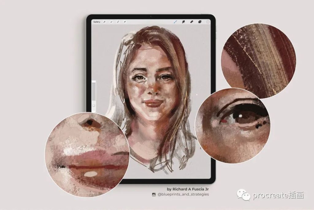 图片[4]-水彩油画厚涂procreate笔刷包+一张油画布纸张纹理procreate文件+使用视频【0279】-procreatechahua