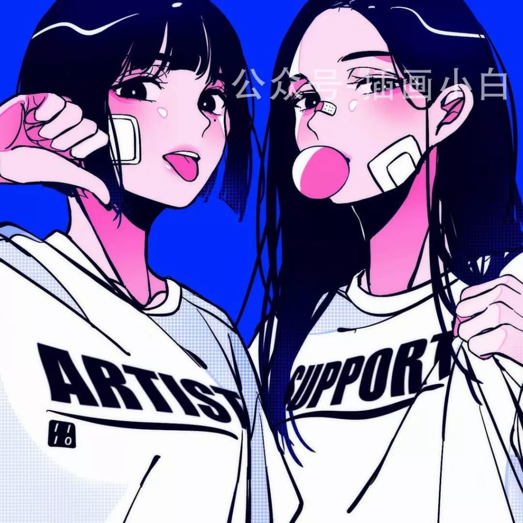 图片[2]-复古动漫甜酷风格的人像procreate笔刷+色卡+临摹素材【0028】-procreatechahua