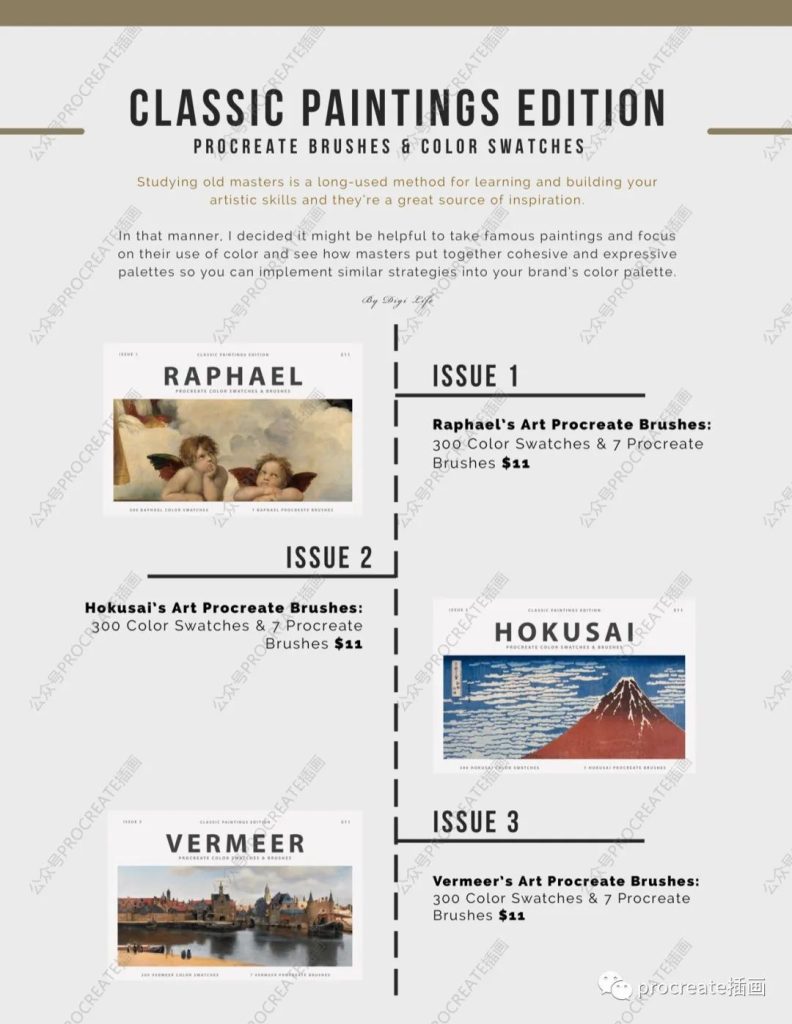 图片[4]-葛饰北斋procreate笔刷24枚+大师色卡12枚【0318】-procreatechahua