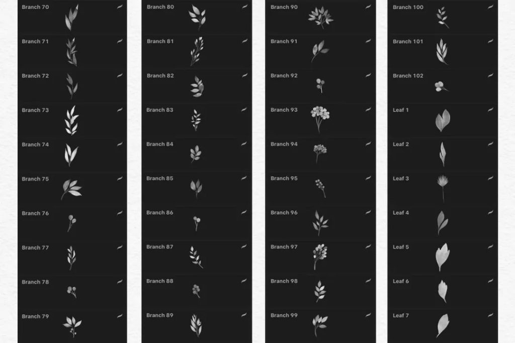 图片[4]-244款Procreate手绘水彩花卉树叶效果笔刷，适合做手帐【0032】-procreatechahua