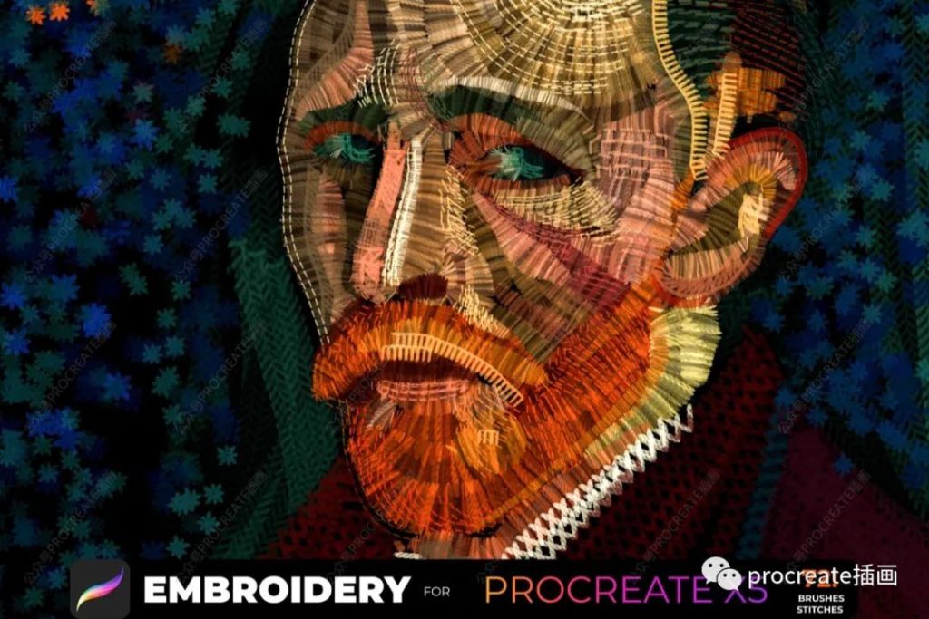 图片[4]-72款复古刺绣效果Procreate笔刷套装【0383】-procreatechahua