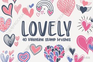 各种各样情人节爱心图形 Procreate 笔刷【0407】-procreatechahua