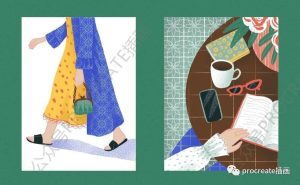 24个复古风格的印花花纹纹理图案Procreate笔刷【0457】-procreatechahua