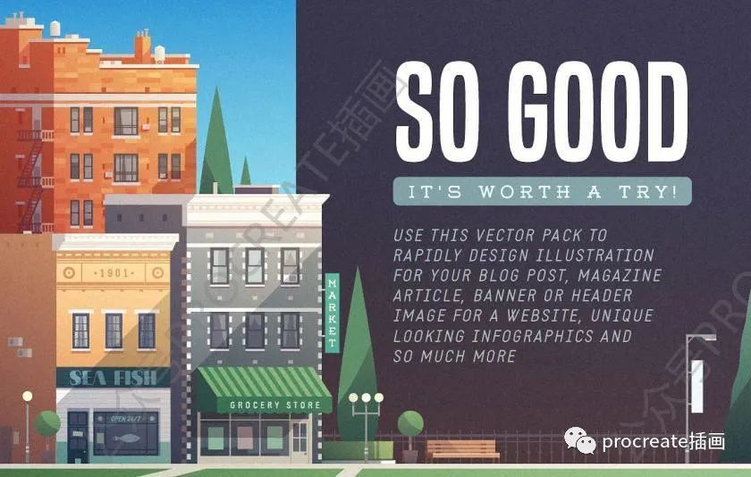 图片[4]-建筑主题的卡通矢量插画元素素材【0487】-procreatechahua