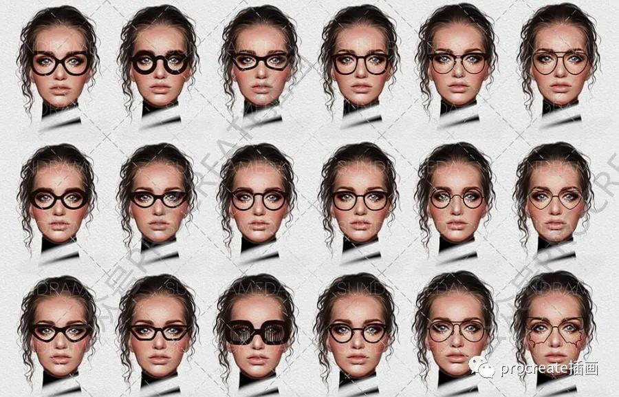 图片[4]-100个不同眼镜造型图案的procreate笔刷【0502】-procreatechahua