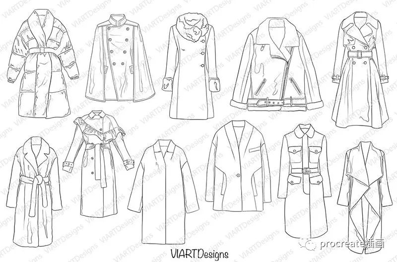 图片[4]-服装设计必备的时尚外套线框图Procreate笔刷【0524】-procreatechahua