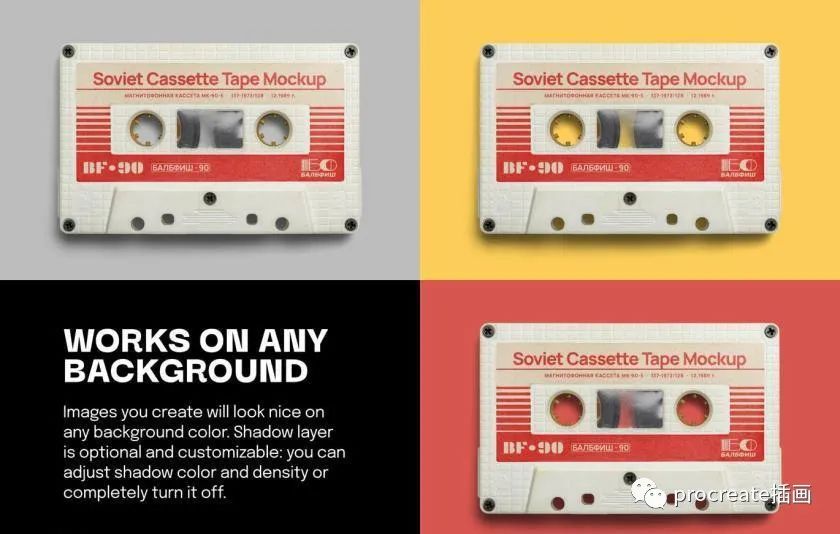 图片[4]-复古风格的磁带录音带设计展示psd样机素材【0541】-procreatechahua