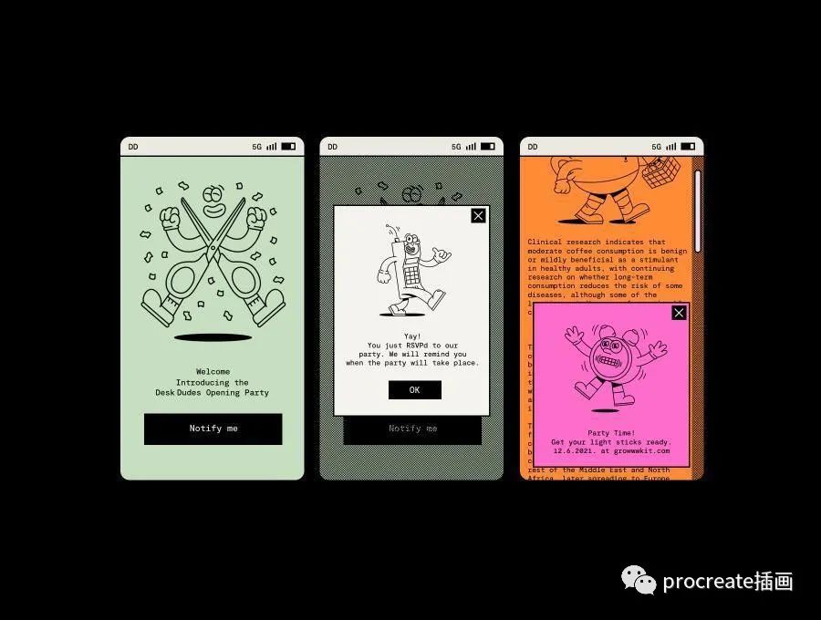 图片[4]-可爱有趣的拟人化办公用品的矢量插画素材【0543】-procreatechahua