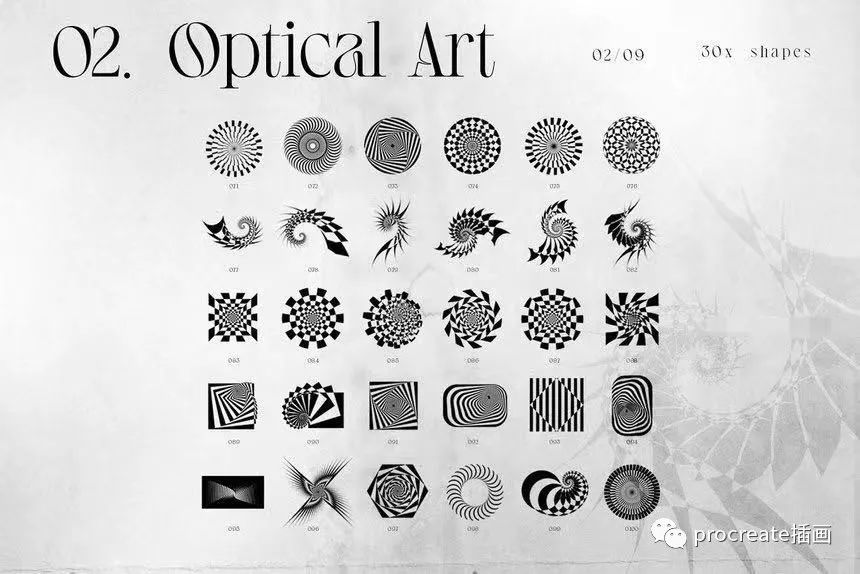 图片[4]-欧普艺术风格的抽象几何形状和渐变色颗粒纹理图片素材包【0545】-procreatechahua