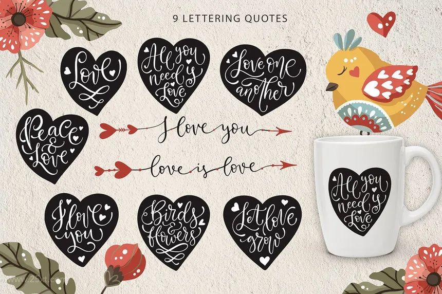 图片[4]-卡通手绘可爱的春天花鸟主题矢量插画素材【0561】-procreatechahua