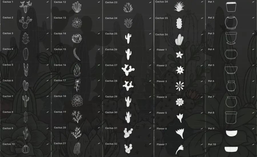 图片[4]-多肉植物和花盆的Procreate图案笔刷【0694】-procreatechahua