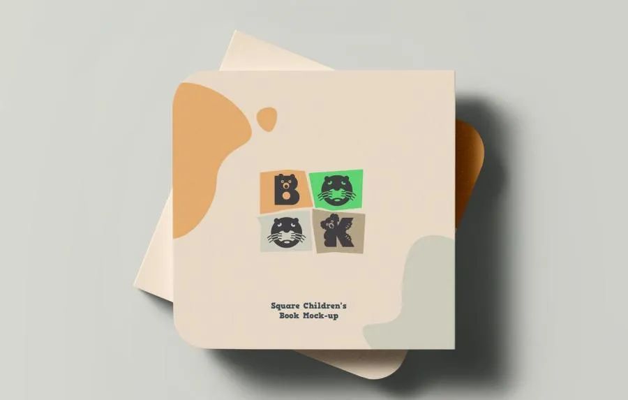 图片[4]-方形的儿童书籍绘本设计展示样机素材【0707】-procreatechahua