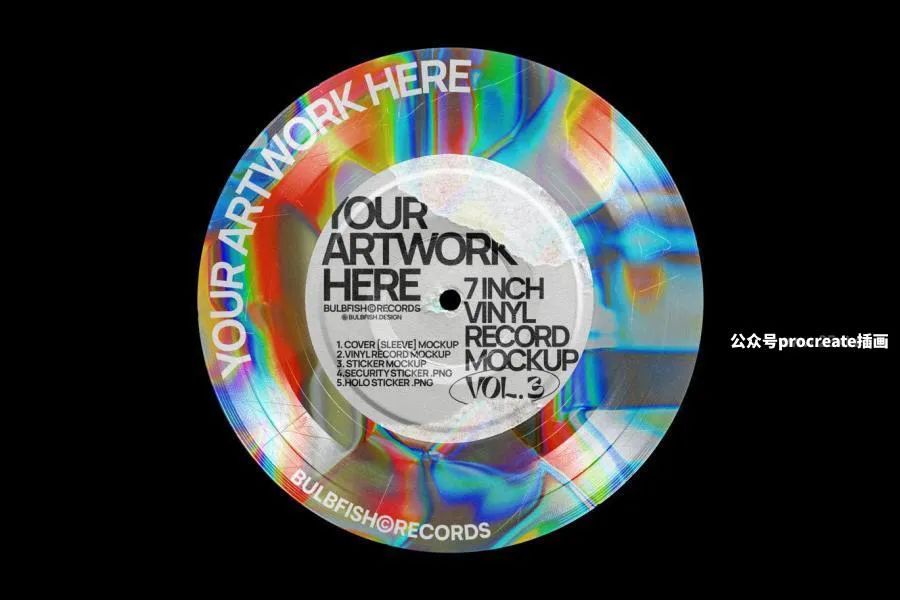 图片[4]-7英寸的黑胶唱片全息贴纸撕边音乐专辑周边模型样机素材【0720】-procreatechahua