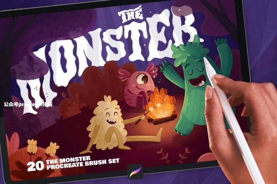 图片[4]-带色卡的儿童读物绘本插画创作Procreate毛怪笔刷套装【0736】-procreatechahua