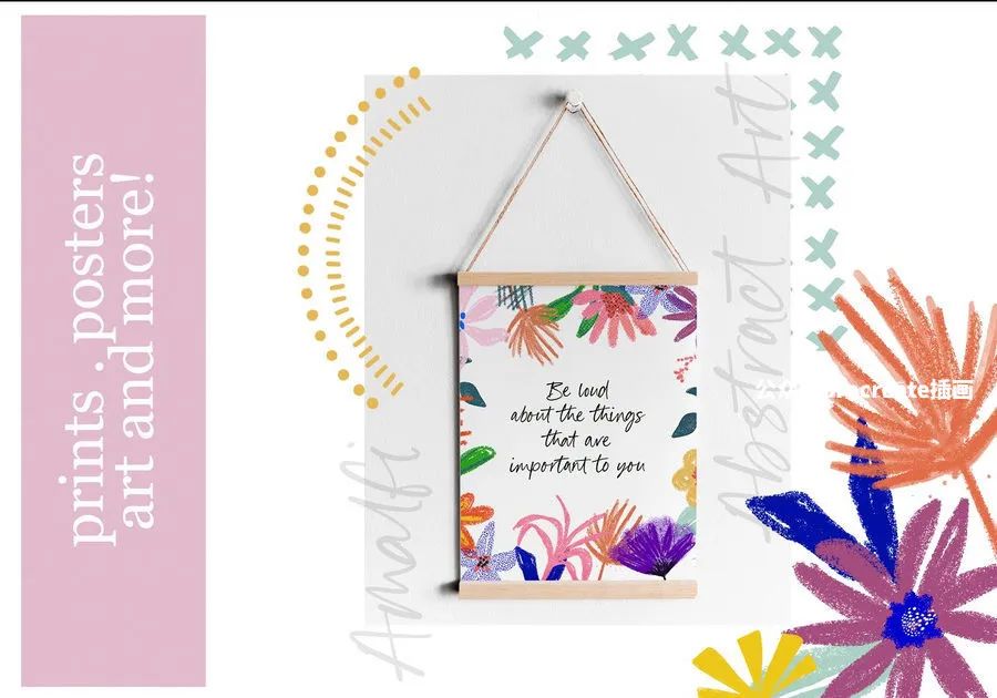 图片[4]-绚丽墙体艺术风格的花卉图案手绘质感的procreate笔刷【0759】-procreatechahua