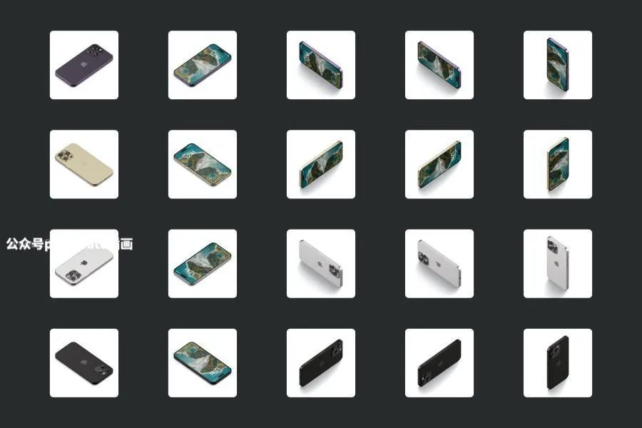 图片[4]-iPhone 14 Pro Max等距视角手机模型展示的psd贴图样机模板【0804】-procreatechahua