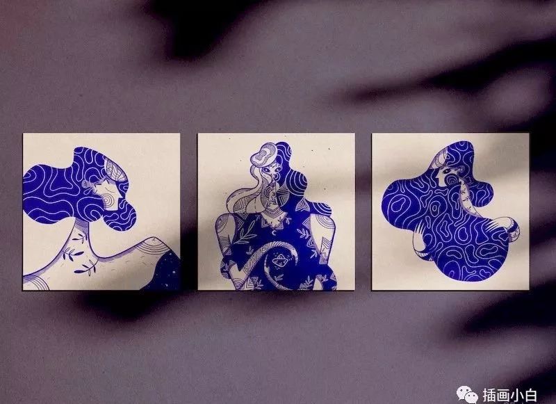 图片[4]-蓝色夸张的手绘女性人物插画素材分享【0069】-procreatechahua