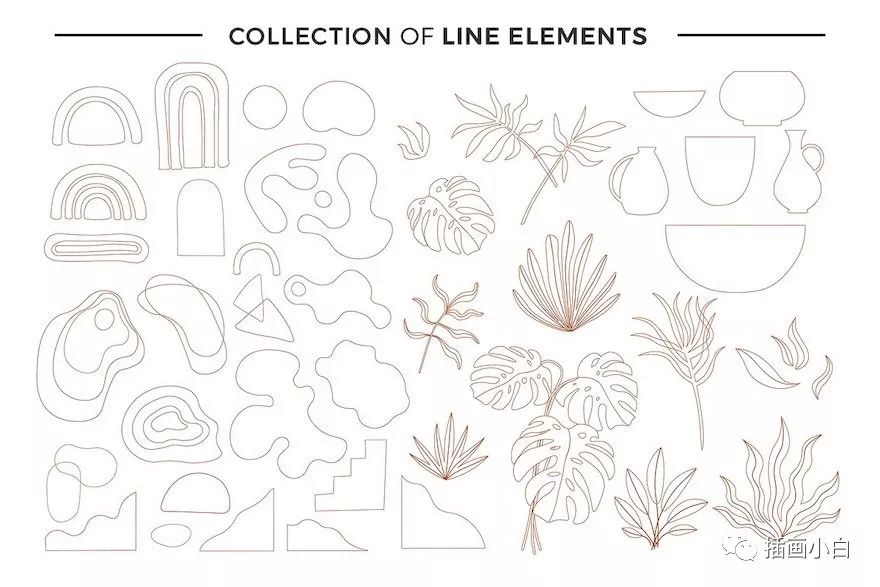 图片[4]-现代风格的抽象形状和植物插画素材【0096】-procreatechahua