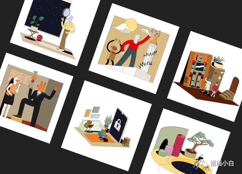 图片[3]-复古可爱有趣的拟人化动物矢量插画素材分享【0102】-procreatechahua