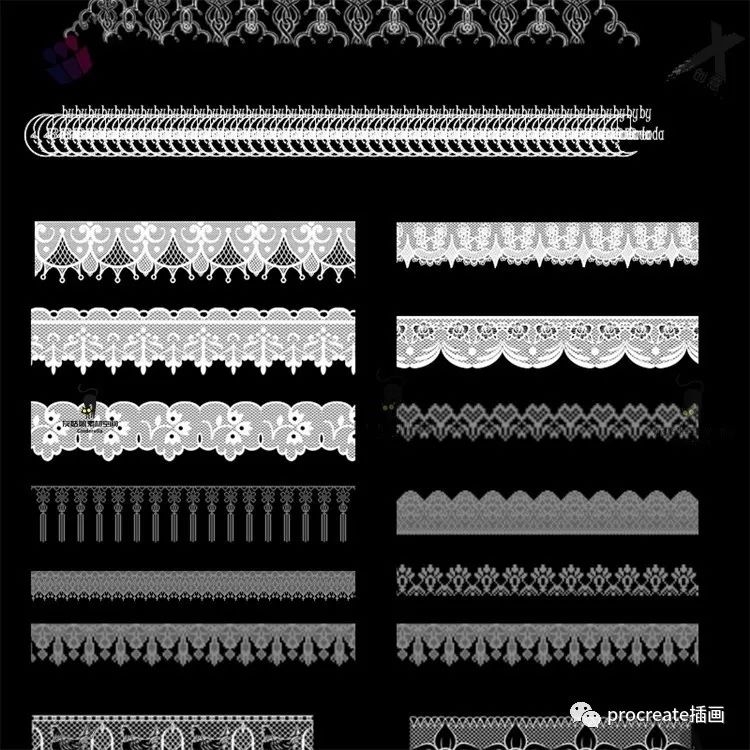 图片[3]-140款蕾丝花边图案procreate笔刷【0135】-procreatechahua
