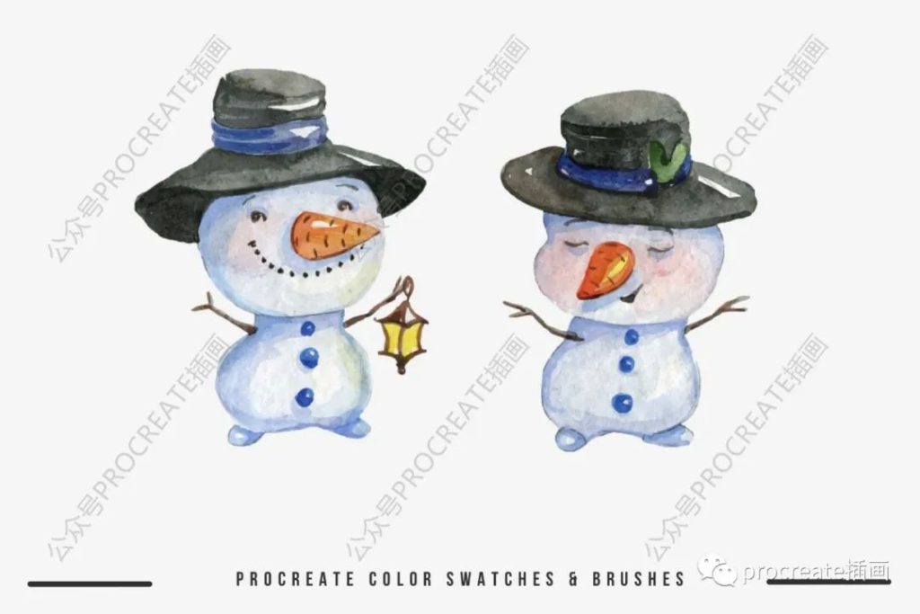 图片[1]-圣诞水彩Procreate笔刷+色卡【0366】-procreatechahua