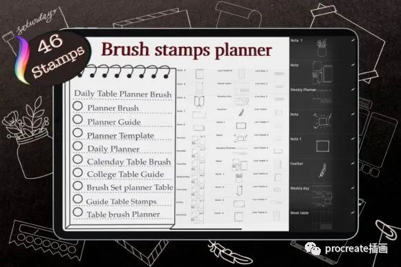 图片[1]-40+款日历元素Procreate印章笔刷【0390】-procreatechahua